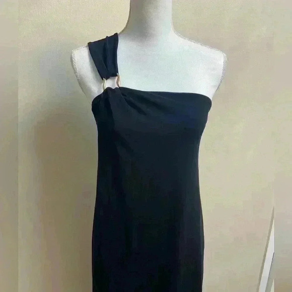 Massimo Dutti Maxi Dress One Shoulder Gold Hardware Small NWT - Picture 5 of 7